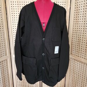 Wasted Collective ReKraft Cargo Chore Shirt Button Black Dark Dye NWOT M V Neck